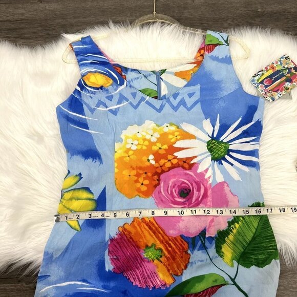 Jams World Hawaii Ravishing Floral V-Neck Rayon Tank Dress Womens Small STAINS - Picture 6 of 11